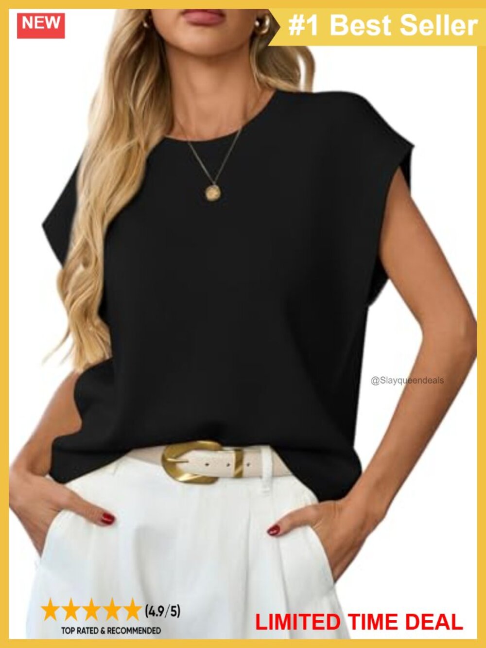Sweater Vest Cap Sleeve Crewneck Ribbed Knit Acrylic Cotton Work Top